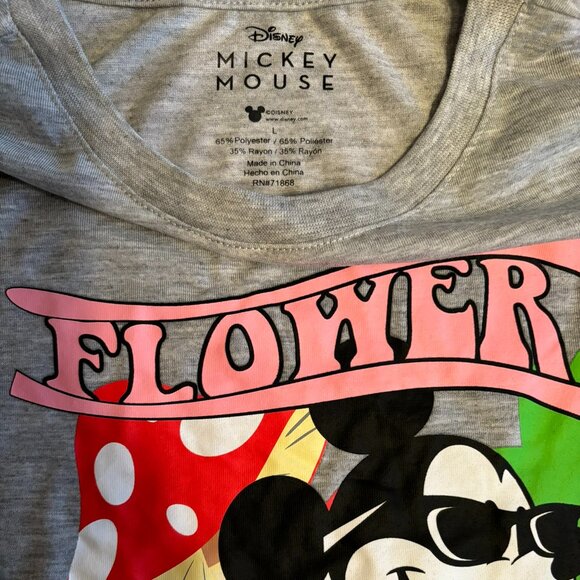 Licensed Disney Mickey Mouse "Flower power" slim fit soft T-shirt, S,M,L,XL - Picture 2 of 5
